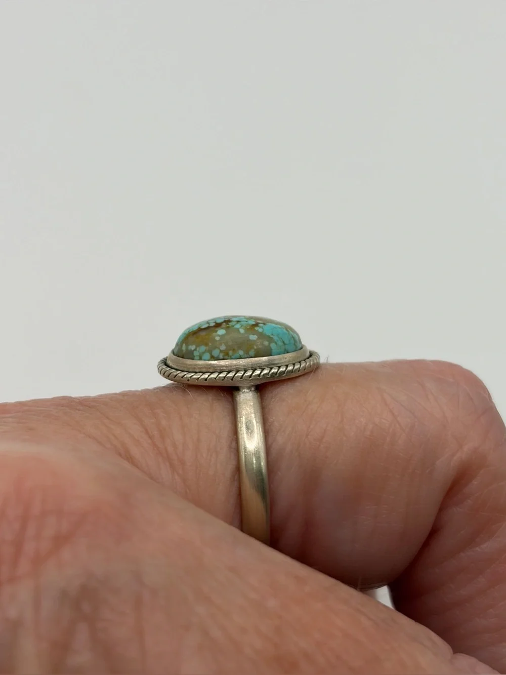 925 Sterling Silver #8 Turquoise Stone Ring - Picture 3 of 6
